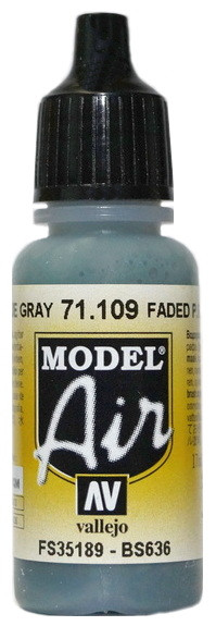 71109 Vallejo Model Air Краска "Британский выцветший серо-голубой", FS35189, BS636 / Faded P.R.U. Blue, 17 мл.