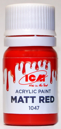 C1047 ICM Краска акриловая для творчества, цвет "Матовый красный" (Matt Red), 12 мл.