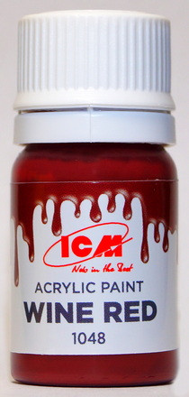 C1048 ICM Краска акриловая для творчества, цвет "Винный красный" (Wine Red), 12 мл.