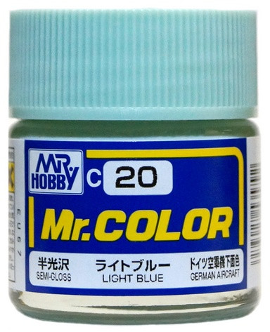 C 20 Mr.Hobby Краска эмалевая полуглянцевая "Светло-голубой" / Light Blue, 10 мл.