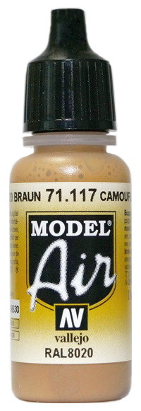 71117 Vallejo Model Air Краска "Камуфляжный коричневый", RAL8020 / Camouflage Brown, 17 мл.