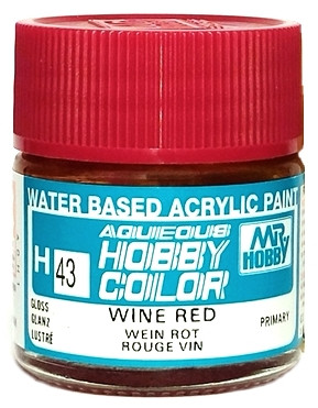H 43 Mr.Hobby Краска акриловая глянцевая "Винный красный" / Wine Red, 10 мл. H 43 Mr.Hobby Краска акриловая глянцевая "Винный красный" / Wine Red, 10 мл.
