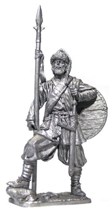 Оловянная миниатюра "Варяжский дружинник с копьем. Русь, 10 век."