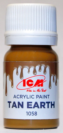 C1058 ICM Краска акриловая для творчества, цвет "Жёлто-коричневая глина" (Tan Earth), 12 мл.