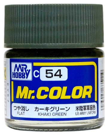 C 54 Mr.Hobby Краска эмалевая матовая "Хаки зелёный" / Khaki Green, 10 мл.