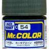 C 54 Mr.Hobby Краска эмалевая матовая "Хаки зелёный" / Khaki Green, 10 мл.