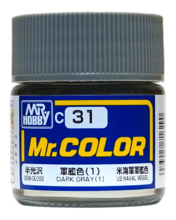 C 31 Mr.Hobby Краска эмалевая матовая "Темно-серый 1" / Dark Grey 1, 10 мл.