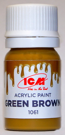 C1061 ICM Краска акриловая для творчества, цвет "Зелено-коричневый" (Green Brown), 12 мл.