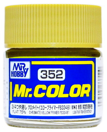 C352 Mr.Hobby Краска эмалевая матовая 75% "Хроматно-жёлтая грунтовка FS33481" / Chromate Yellow Primer FS33481, 10 мл.