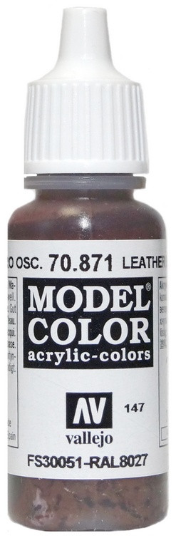 70871 Vallejo Краска акриловая "Коричневая кожа", FS30051; RAL8027 / Leather Brown, 17 мл.