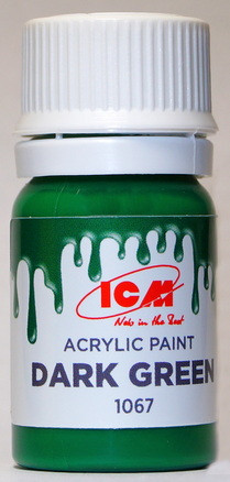 C1067 ICM Краска акриловая для творчества, цвет "Темно-зеленый (Dark Green), 12 мл.