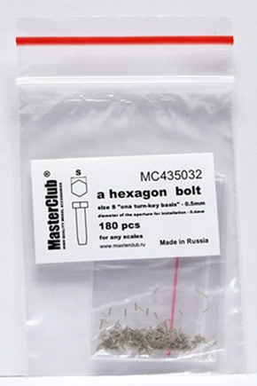 Головка болта, размер под ключ -0.5mm;  диаметр отверстия для монтажа-0.4mm; 180 шт.
