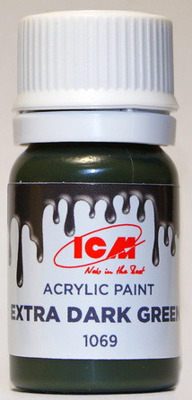 C1069 ICM Краска акриловая для творчества, цвет "Экстра темно-зеленый" (Extra Dark Green), 12 мл.