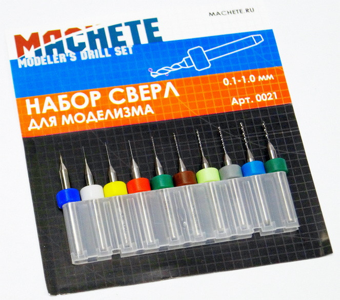 Набор сверл для моделизма 0.1 - 1 мм, 10 шт.