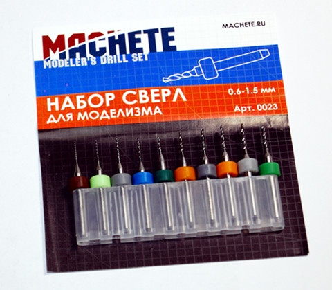 Набор сверл для моделизма 0.6-1.5 мм, 10 шт.