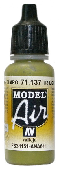 71137 Vallejo Model Air Краска "Светло-зелёный US", FS34151, ANA611 / US Light Green, 17 мл.