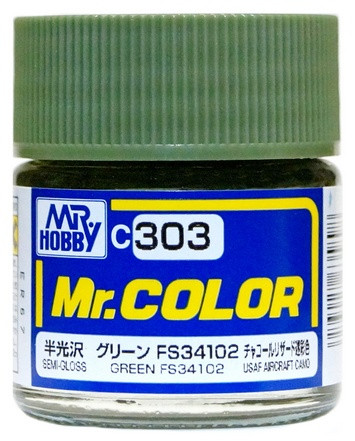C303 Mr.Hobby Краска эмалевая полуглянцевая "Светло-зеленый FS34102" / Green FS34102, 10 мл.