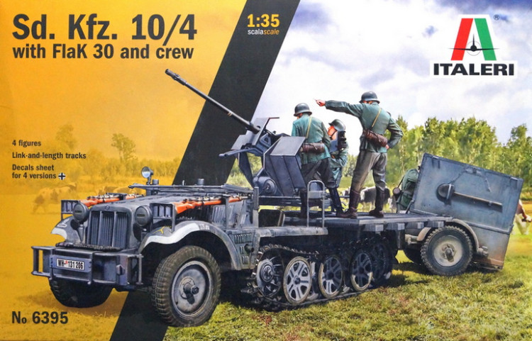 Сборная модель "Немецкий тягач Sd.Kfz.10/4 с пушкой FLAK-30 и расчетом"  М 1/35