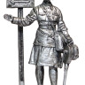 Оловянная миниатюра "Девушка - инструктор МПВО с ручной сиреной, 1941-44 гг. СССР"