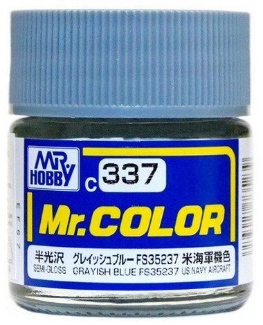 C337 Mr.Hobby Краска эмалевая полуглянцевая "Серовато-синий FS35237" / Grayish Blue FS35237, 10 мл.