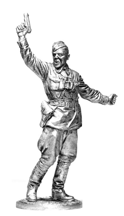 Оловянная миниатюра "Комбат, капитан пехоты Красной Армии, 1941-43 годы, СССР"