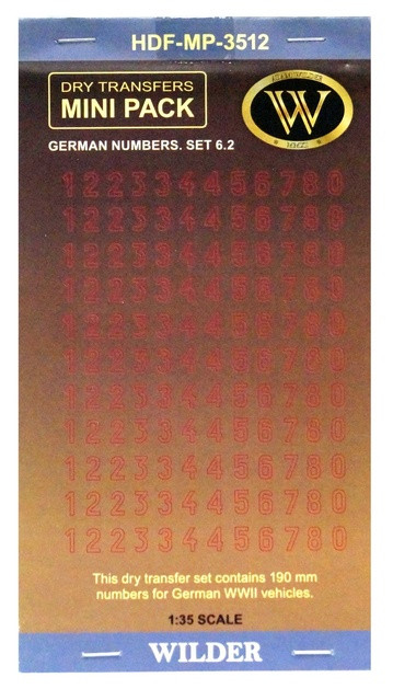 Сухая декаль "Немецкие номера для наземной техники. Контурные, красные, высота 190 мм. Набор 6.2"