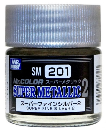 SM201 Краска-металлик Mr.Hobby эмалевая "Супер тонкое серебро" / Super Fine Silver 2, 10 мл.