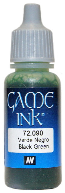 72090 Vallejo Game Color Ink Чернила "Чёрно-зелёный" / Black Green, 17 мл.