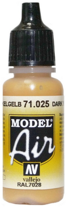 71025 Vallejo Model Air Краска "Тёмно-жёлтый", RAL7028 / Dark Yellow, 17 мл.
