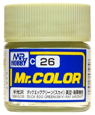 C 26 Mr.Hobby Краска эмалевая полуглянцевая "Зелёное утиное яйцо" / Duck Egg Green, 10 мл.