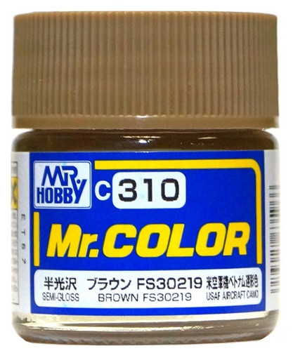 C310 Mr.Hobby Краска эмалевая полуглянцевая "Коричневый FS30219" / Brown FS30219, 10 мл.