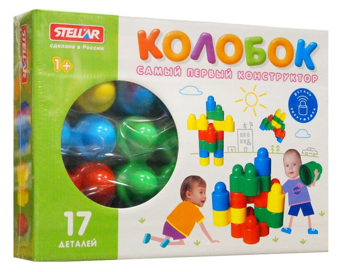 Конструктор с погремушкой "Колобок" (17 деталей)