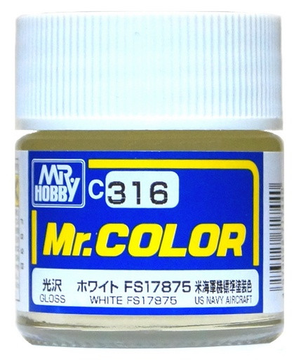C316 Mr.Hobby Краска эмалевая полуглянцевая "Белый FS17875" / White FS17875, 10 мл.