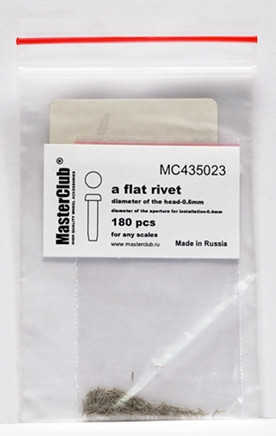 Плоская заклепка, диаметр-0.6mm;  диаметр отверстия для монтажа-0.4mm;  180 шт.