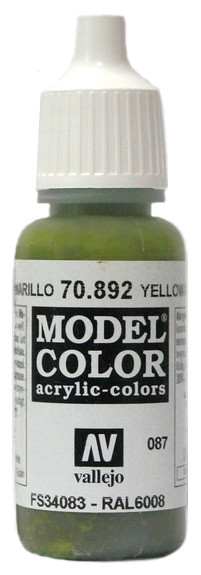 70892 Vallejo Краска акриловая "Оливково-желтый FS34083; RAL6008" / Yellow Olive, 17 мл.