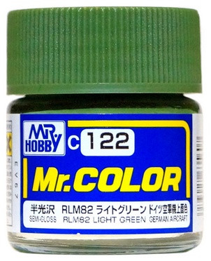 C122 Mr.Hobby Краска эмалевая полуглянцевая "Светло-зелёный RLM82" / Light Green RLM82, 10 мл.