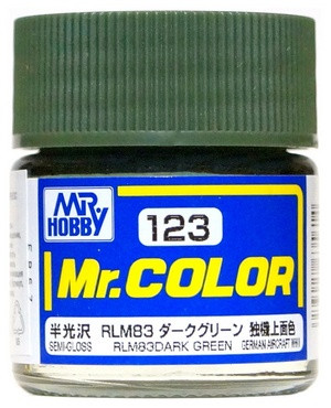 C123 Mr.Hobby Краска эмалевая полуглянцевая "Тёмно-зелёный RLM83" / Dark Green RLM83, 10 мл.