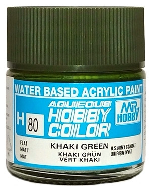 H 80 Mr.Hobby Краска акриловая матовая "Зеленый хаки" / Khaki Green, 10 мл.